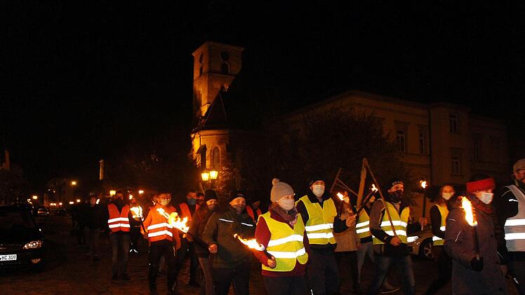 Landwirte protestieren in Höchstadt.  Foto: Evi Seeger