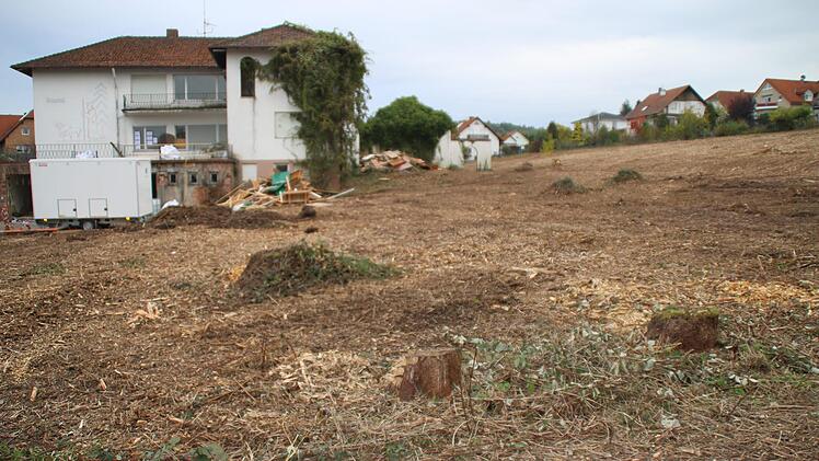Das Rhönhof Areal mit rund einem Hektar ist gerodet, das Haus wird demnächst abgerissen. Hier entsteht ein neues Baugebiet. Hilmar Ruppert