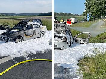 A70 im Landkreis Kulmbach: Auto brennt auf fränkischer Autobahn komplett aus - "War zu spät"