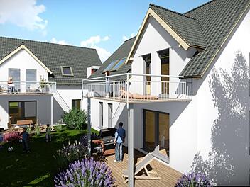 Die Gemeinde Nüdlingen schafft mit Zuschüssen aus dem Wohnungspakt Bayern insgesamt acht Wohnungen. Animation: Architekturbüro Matthias Kleinhenz