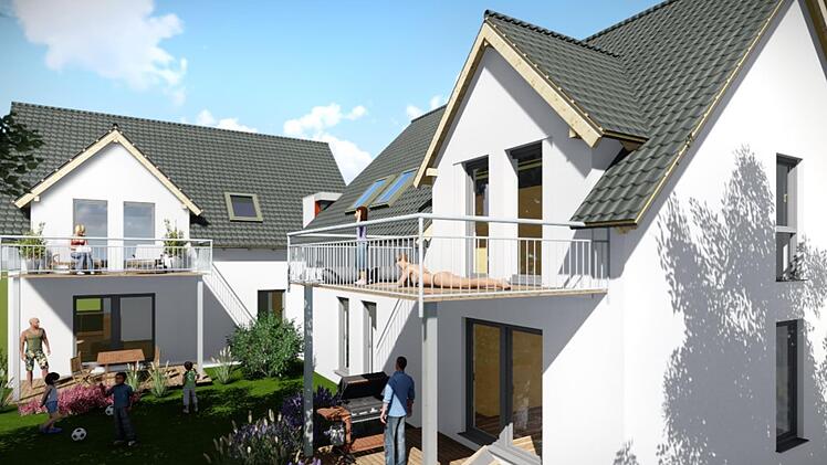 Die Gemeinde Nüdlingen schafft mit Zuschüssen aus dem Wohnungspakt Bayern insgesamt acht Wohnungen. Animation: Architekturbüro Matthias Kleinhenz