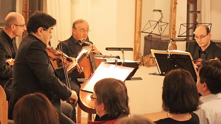 Das Bamberger Streichquartett begrüßt das neue Jahr im Spiegelsaal von Schloss Oberschwappach mit Ländler, Polka und Walzer.  Foto: cr
