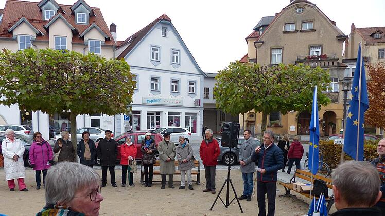 Die Pro-Europa-Kundgebung in Forchheim Foto: Pauline Lindner