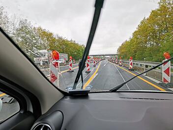 Autobahn, A73, Baustelle, Sperrung, Scheibenwischer, Regen