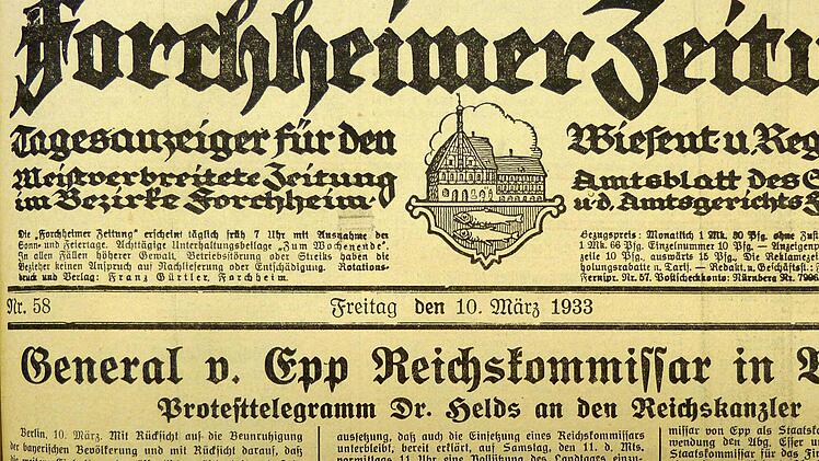 Titelseite der Forchheimer Zeitung vom 10. März 1933