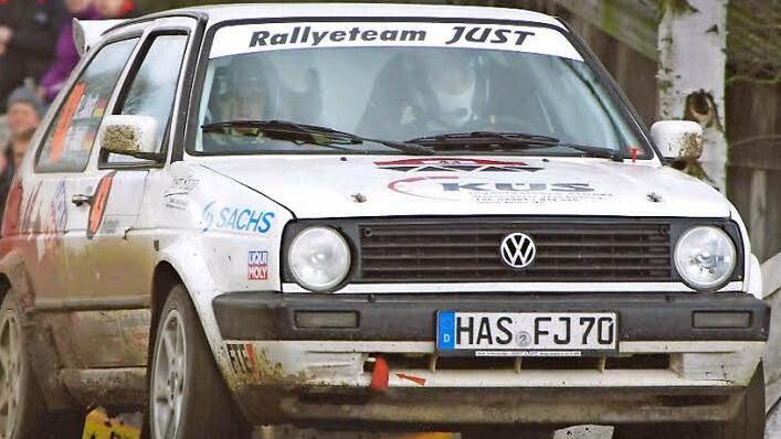Florian Just mit seinem Golf bei der Vogelsberg-Rallye Foto: pr