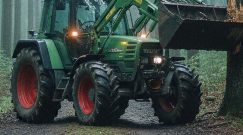 Traktor, Traktorschaufel, Traktorunfall, Wald, Baum, Radlader