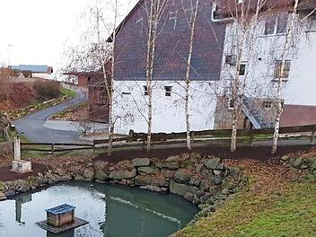 Der "Eichhörnchenbrunnen" (links) hat einen neuen Platz und ist eine Zierde für Neuses an den Eichen.