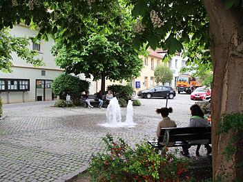 Sind die Tage im Schatten der Kastanien "Am Graben" in Höchstadt gezählt? In der geplanten Neugestaltung sollen die vier Kastanien durch Tulpenbäume ersetzt werden. Foto: Andreas Dorsch