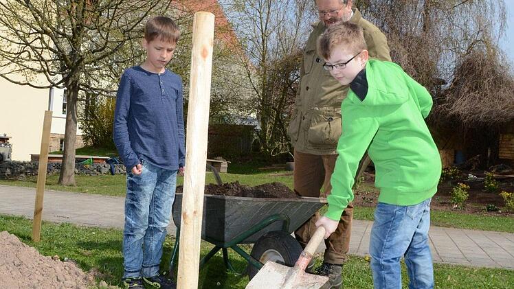 Impressionen vom Obstbaum-Pflanztag an der Grundschule Melkendorf  Foto: Dagmar Besand