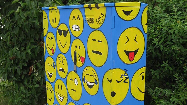 Bunt präsentieren sich in Schönderling die zahlreichen Trafostationen. Egal ob Blumen, Vögel oder Wanderer - zahlreiche kreative Motive haben ihren Weg auf die Oberfläche gefunden. Magdalena Beck hat sich für rosafarbene Blütenmotive entschieden.  Fotos: Beatrix Lieb