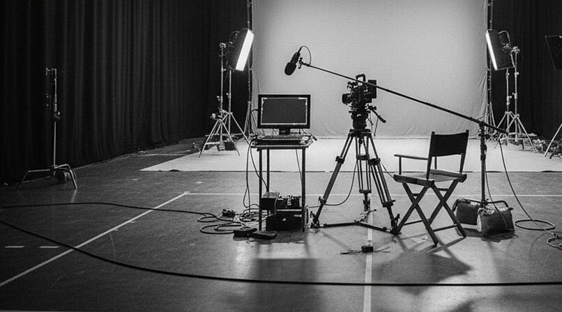 Trauerbild, Todesfall, verstorbener Schauspieler, Filmset, Kamera, Monitor, Fernsehen, TV