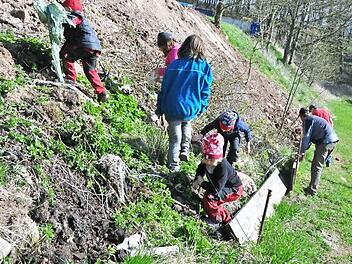 Groß und Klein kümmert sich um das, was andere weggeworfen haben. Damit sind sie vorbildlich. Unser Bild zeigt einen Trupp zwischen Leuzendorf und Römmelsdorf. Foto: Simon Albrecht