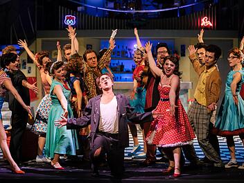 Begeisterten Applaus gab es bei der Wiederaufnahme des Rock'n'Roll-Musicals "A Spider Murphy Story" im Landestheater Coburg.Foto: Sebastian Buff