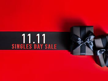 11.11 single day sale concept, black gift box for online shopping