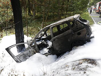 Fahrer kracht gegen Baum: Auto geht in Flammen auf