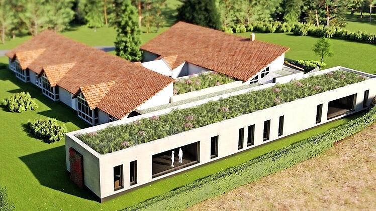 Der Erweiterungsbau soll sich im Osten an den bestehenden Kindergarten in heroldsbach anschließen.  Grafik: Büro Paptistella