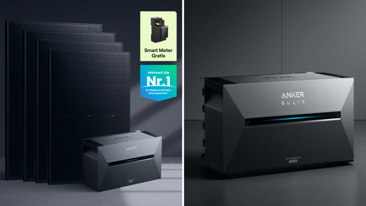 Balkonkraftwerk-Set: Vier Solarmodule mit Anker Solarbank 3 Pro
