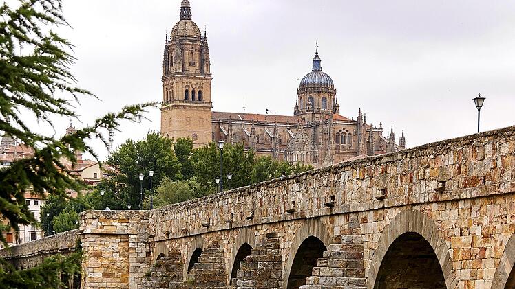 Puente Romano mit Blick auf Kathedrale in Salamanca