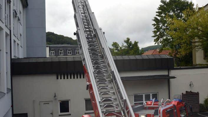 Dramatische Szenen bei der Großübung am Samstag im Haus Kreuzberg der Kurklinik "Am Kurpark". Foto: Peter Rauch