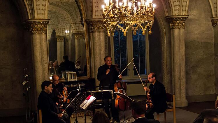Begeisterten Beifall erhielten das Bamberger Streichquartett beim Auftritt im Marmorsaal von Schloss Rosenau.Foto: Jochen Berger