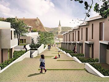 So oder so ähnlich könnte die Bebauung des Frömel-Grundstückes aussehen.  Visualisierung: Architekturbüro Gräßel