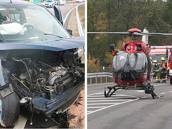 Frontalcrash auf B470 bei Diespeck: Rettungshubschrauber im Einsatz