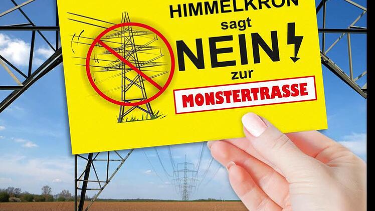 Mit einem Flyer macht die Gemeinde gegen die Gleichstrompassage Süd-Ost mobil. Fotos: privat, dpa, Fotomontage: Michael Beetz