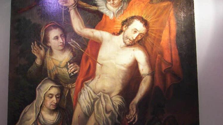 Das ehemalige Altarbild der Stadtpfarrkirche St. Maria Magdalena von 1785 zeigt, wie Irene den heiligen Sebastian rettet, um ihn zu pflegen. Foto: Manfred Welker