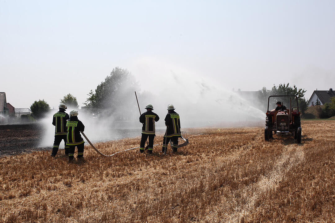 Feldbrand drohte auf Wohngebiet überzugreifen