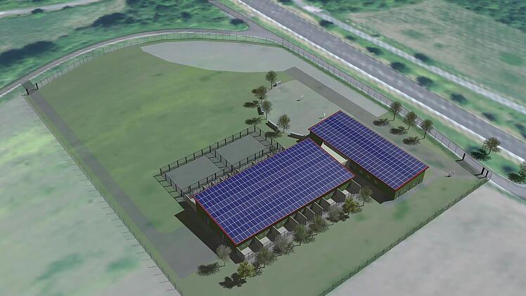 Entwurf des Hochbauamts des Landkreises Ha&szlig;berge zum geplanten Tierheim bei Zell.