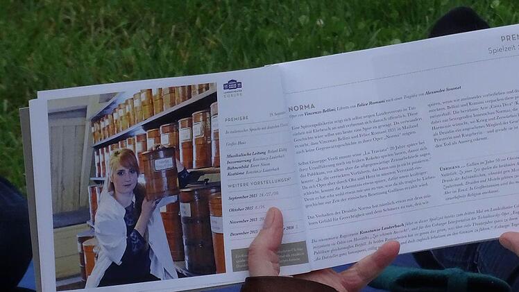 Neugierige Leser fanden die neuen Spielzeithefte des Landestheaters, die beim Klassik-Open-Air verteilt wurden.Foto: Jochen Berger