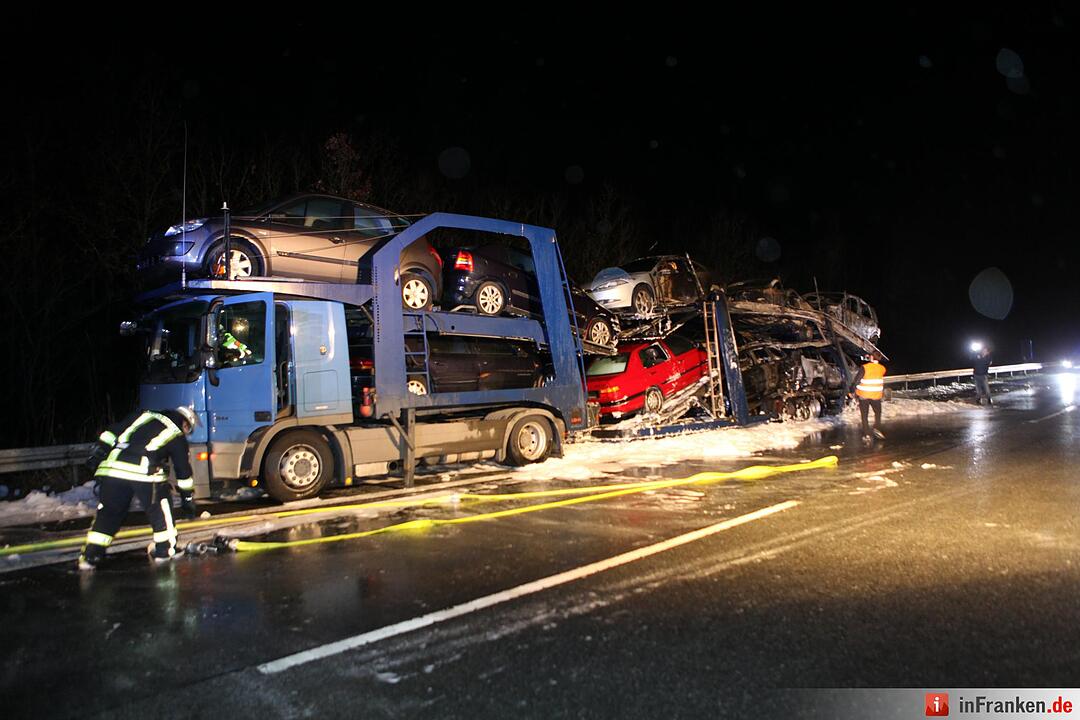 Lkw fängt auf A6 bei Herriden Feuer