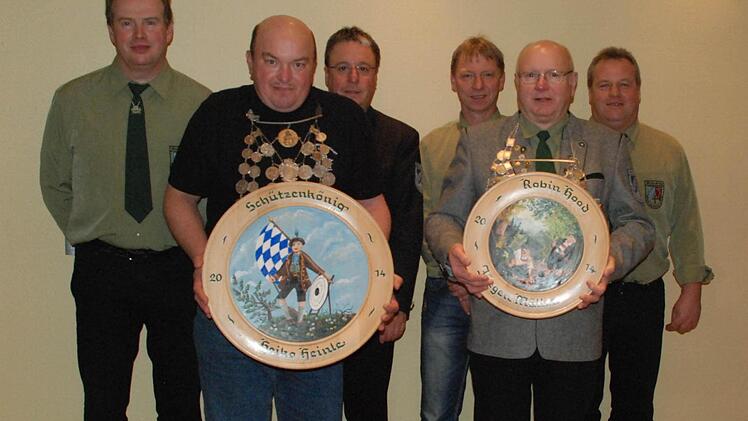 Dem Königshaus der Schützengesellschaft Geroda gehören (von links) Jürgen Kohl, Heiko Heinle, Norbert Fechner, Ingo Fechner, Jürgen Müller und Thilo Schneider an. Foto: Norbert Fechner