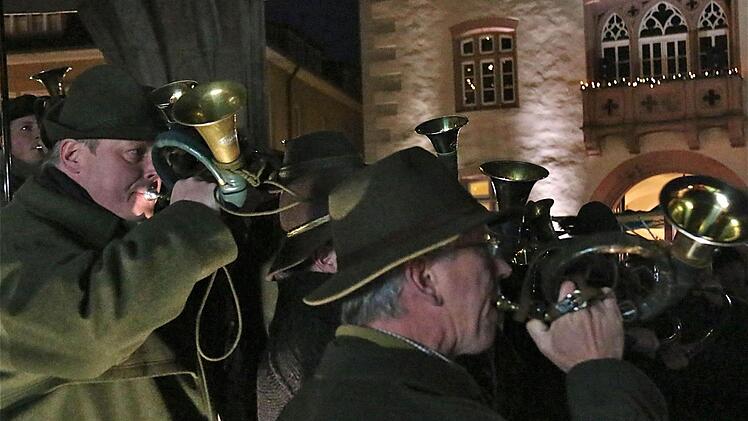 Die Hammelburger Jagdhornbläser im Einsatz.