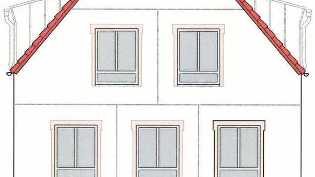 So soll die Fassade des Neubaus in der Buchbindergasse 6 aussehen. Die Farbgestaltung, so Architekt Helmut Zink, wird mit der Stadt abgesprochen. Grafik: Helmut Zink