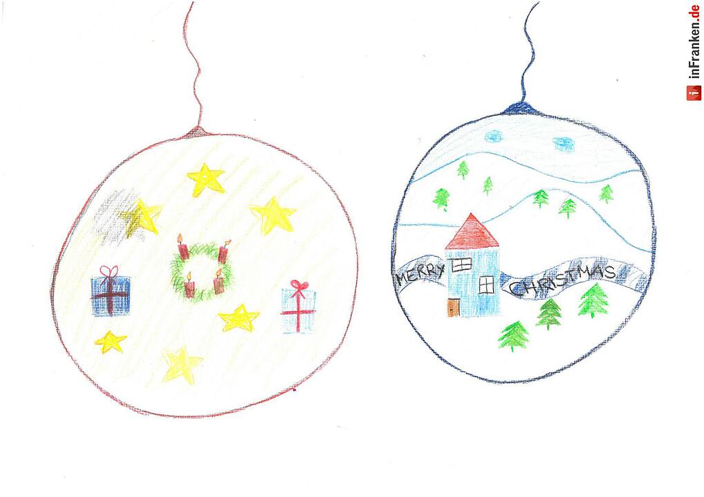 Selbstgemalte Weihnachtsbilder von Kindern aus Franken 2016