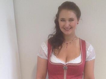 Melanie Fraas aus Neuenmarkt stand am Donnerstag im Finale der Wahl zur Bayerischen Bierkönigin. Foto: privat