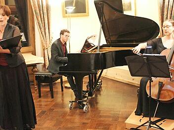 75 Prozent des "Projekts" sind hier in gekonnter Ausübung zu sehen: Sopranistin Stephanie Simon, Pianist Philip Dahlem und Cellistin Ulrike Maria Gossel. In diesem Moment nicht dabei: Klarinettist Walter Gossel. Foto: Markus Häggberg