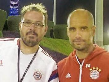 Max Riedelberger trifft Pep Guardiola im Trainingslager  Foto: p
