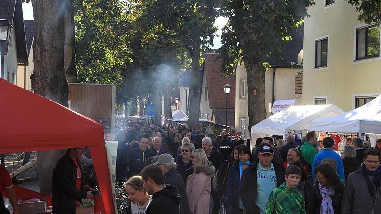 Hohe Anziehungskraft: Der Strullendorfer Herbst- und Bauernmarkt lockte auch heuer wieder Tausende von Besuchern in die Lindenallee. Foto: Bertram Wagner