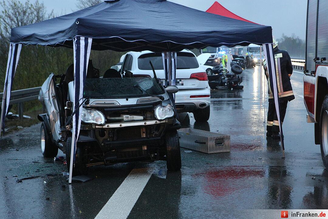 Hagel-Unwetter lšst Massenunfall aus: Autos kollidieren auf der A6 - Acht verletzte Personen, davon drei schwer