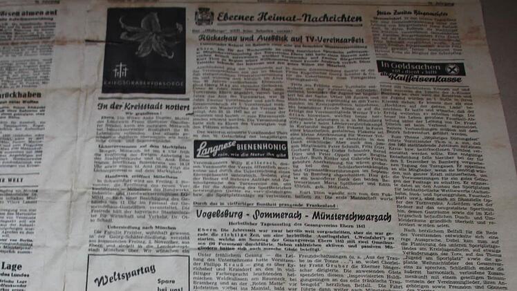 So sahen damals die "Eberner Nachrichten" aus.