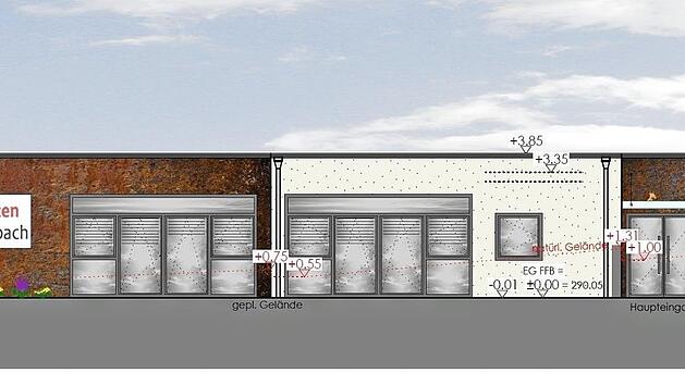 &Uuml;ber die Farbgestaltung der neuen Kindertagesst&auml;tte - hier die Ansicht von der Ostseite - will der Gemeinderat Hausen separat beschlie&szlig;en.&nbsp; Skizze: Ingenieurb&uuml;ro Glauber und Rosbigalle