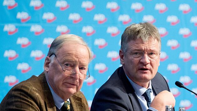Zwei führende Köpfe der AfD: Alexander Gauland (l) und Jörg Meuthen. Ihre ehemalige Parteikollegin  Franziska Schreiber sparte bei einer Lesung in Schweinfurt nicht an Kritik an der Partei und ihrem Führungskader. Foto: Julian Stratenschulte/dpa