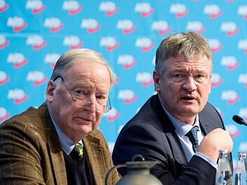 Zwei führende Köpfe der AfD: Alexander Gauland (l) und Jörg Meuthen. Ihre ehemalige Parteikollegin  Franziska Schreiber sparte bei einer Lesung in Schweinfurt nicht an Kritik an der Partei und ihrem Führungskader. Foto: Julian Stratenschulte/dpa