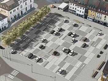 84 statt der bisher 100 Stellflächen bietet der neue Zentralparkplatz. Visualisierung: Stadt Kulmbach
