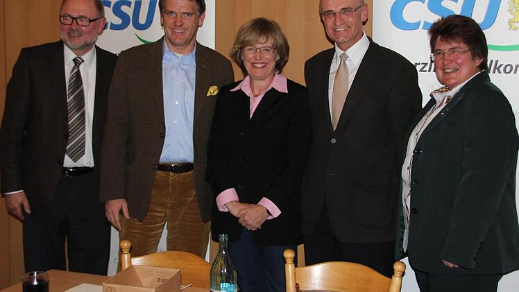 Wollen, dass das Eberner Rathaus weiterhin unter CSU-Führung bleibt: Bürgermeister Robert Herrmann, MdL Steffen Vogel, Barbara Baumbach, Wilhelm Schneider und Gabriele Rögner.