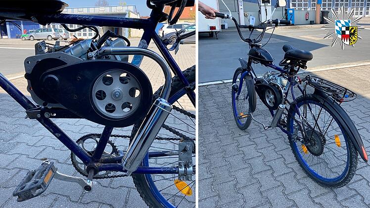 Schwabach: Polizei greift irres Gefährt auf - Fahrrad mit Rasenmähermotor versehen