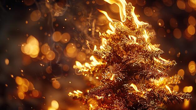 Weihnachtsbaum brennt, Feuer, Christbaum